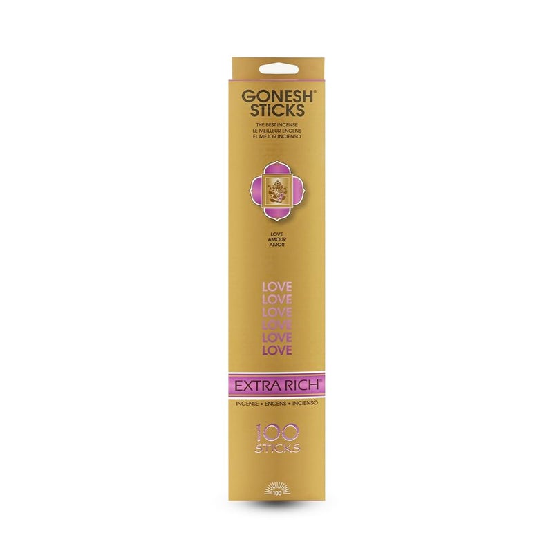Gonesh - Extra Rich Scented Incense Sticks - Non-Toxic 10â€ Slow Burn Aromatic Sticks - Love - 100 Pack - Image 1